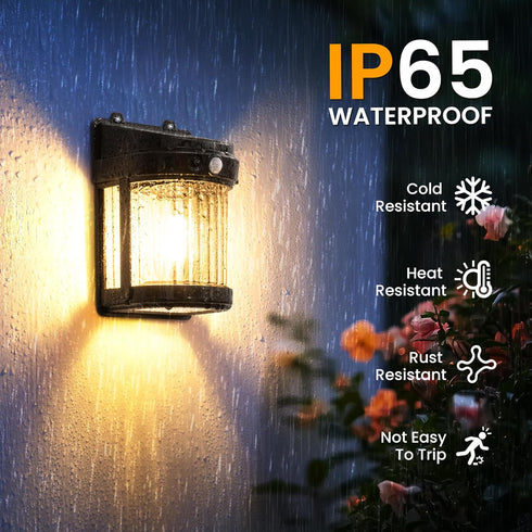 PEVOROS 4 Pack 3 (6x3.6x2.2 inch) Solar Fence Lights, Solar Motion Fence Deck Lights Outdoor, Modes for Step Wall Step