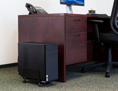 Mount-It! 4.87 8.5 Inch Computer Tower Stand, Adjustable Mobile CPU Stand with Wheels, Heavy-Duty Steel Rolling Cart