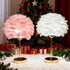3 Pink Feather Table Lamp with Gold Finish - Color Changing LED Bedside Desk Lamp, Modern Romantic Night Light