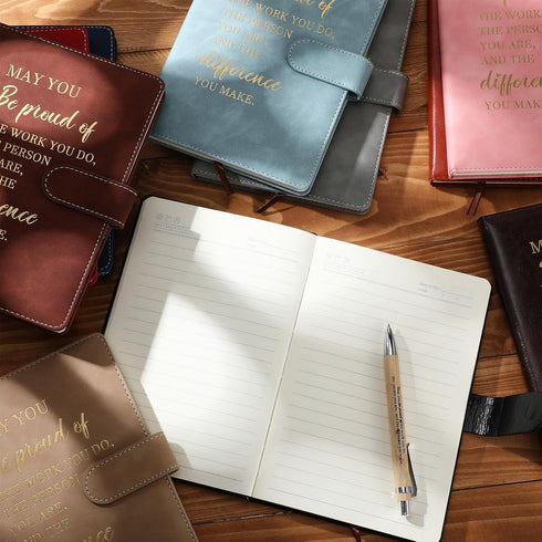 Colarr 10 Pcs Teacher Appreciation Gifts | Inspirational Notebooks Bulk | A5 Leather Journals