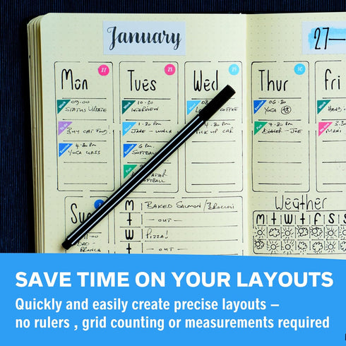 Ultimate Productivity Stencils & Stickers by Sunny Streak - x20 Sheets Planner Stickers, x6 Stencils, Goals