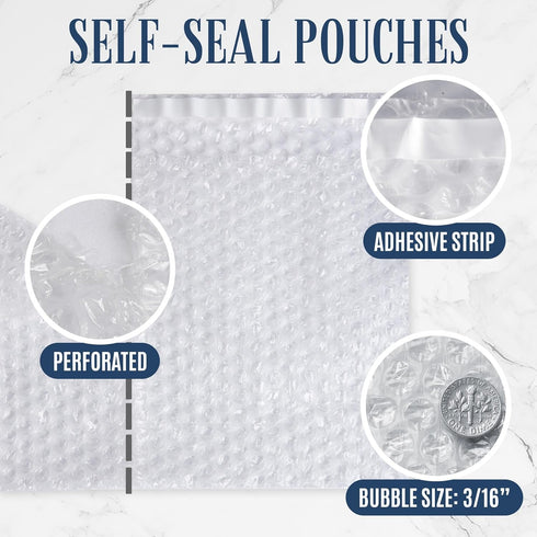 Self Seal Bubble Pouches - ALTERNIUM Bubble Bags for Packing, 50pcs, 7.5x8 Inch Cushioning Wrap