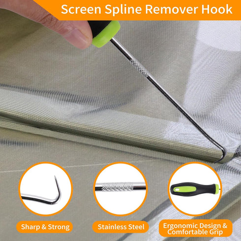 4 in 1 Window Screen Repair Tool Kit, Includes Spline Replacement, Steel Roller Tool, and Scissors