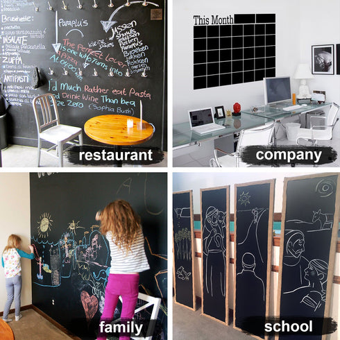 UnityStar Chalk Paper, 17.7" X 78.7" Adhesive Chalkboard Contact Paper with 1 Liquid Chalk Marker & 5 Colors Chalks
