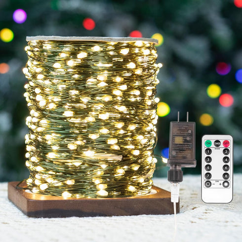 Fairy Lights Plug in,100FT 300LEDs Waterproof Led String Lights,8 Modes Remote Twinkle