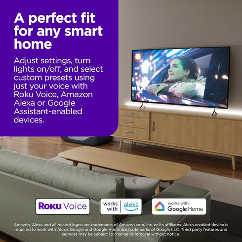 32.8ft Roku Smart LED Light Strip, - Color Options with Adjustable Brightness & Temperature - Peel & Stick WiFi Smart