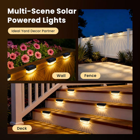 16 Packs, Solar Deck Lights Outdoor Solar Powered LED Step Lights Waterproof Outdoor for Deck, Step, Fence, Wall