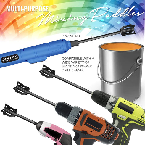 Resin Mixer Epoxy Mixer Paddles, 6 Reusable Multipurpose Bidirectional Paint Stirrer for Drill