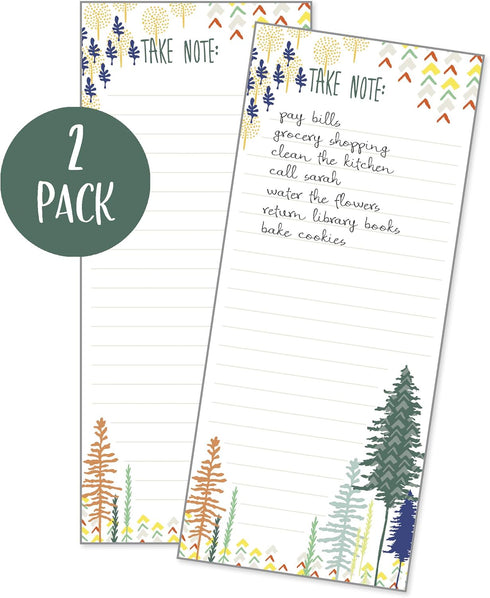 Set of 2 Forest List Pad, Notepad for Grocery List with Attachable Magnet