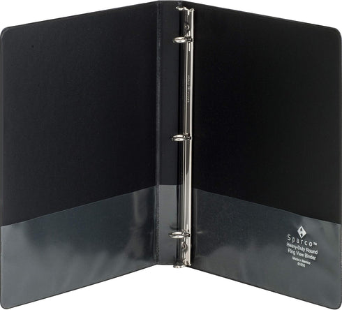 Business Source Sparco Round Ring View Binder, 1/2 Inch Capacity, 11 x 8-1/2 Inches, Black (SPR19550)