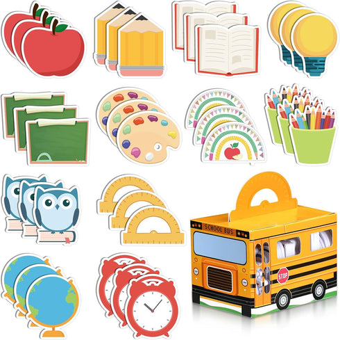 Fulmoon 37 Pcs Back to School Sticky Notes Set with School Bus Box, 36 Pcs Owl Shaped Self Adhesive Notes
