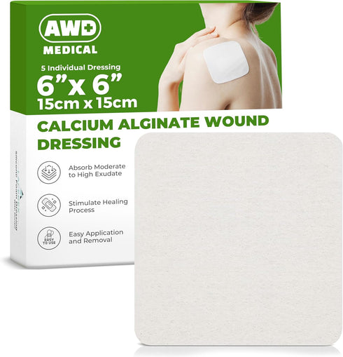 AWD Medical Calcium Alginate Wound Dressing - Highly Absorbent Gauze Pads and