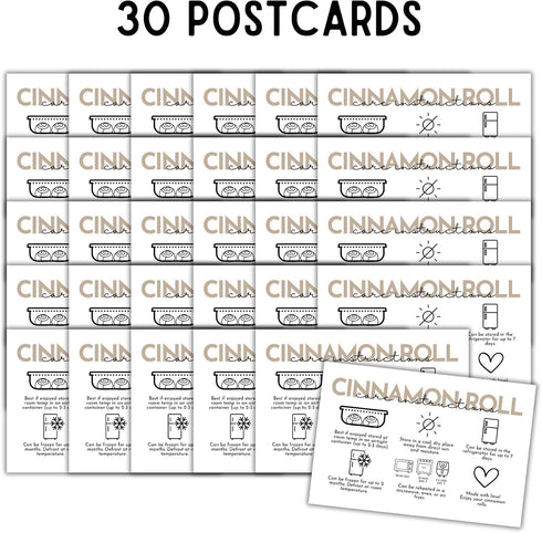 Lashicorn 30 4x6 Cinnamon Roll Care Instruction Storage Cards | pk Tan Minimalist Bakery Customer Sourdough Bread