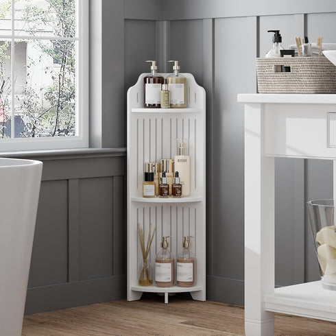 3-Tier VECELO Bathroom Shelves for Narrow Space, Modern Corner Shelf Stand,Small Storage Organizer for Bathroom,Toilet