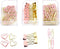 Gold Pink Binder Clips and Paper Clips Set, 3-in-1 Boxed for Office School Supplies, Teachers Classroom Daily Use