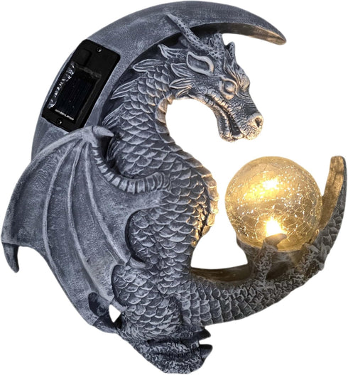 memeyou Dragon Tree Hugger Solar Magic Orb Garden Statue Dragon Solar LED Lights Decor Sun Moom for Your Patio Balcony