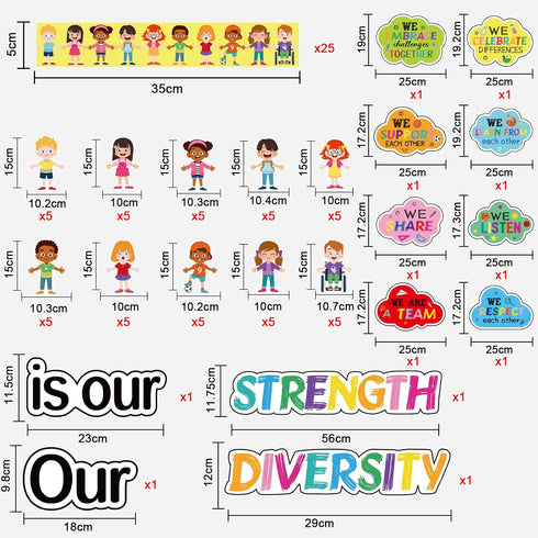 Diversity Bulletin Board Decoration Set, Diverse Students Borders Cutouts for School Classroom Craft