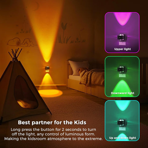 2 Pack L LOHAS LED Night Light Projector, Color Changing Night Light Plug into Wall, Dusk to Dawn Sensor, Rotating