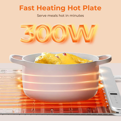 6 6H 300W Countertop, Warming Mat for Food Small Warming Tray with Temp & Timer, Full Surface Heating, Waterproof