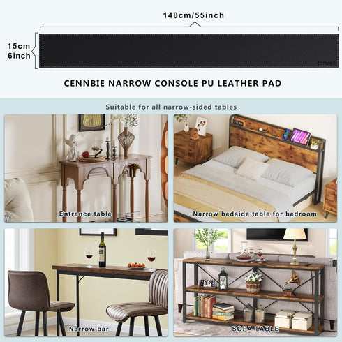 55 5.9 Inches CENNBIE Console Table Leather Cover - x Sofa Table Narrow Long Mat - TV/Media/Gaming/Center Console Table