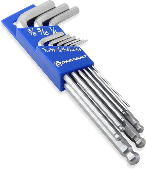 Powerbuilt Alltrade 640081 9 Piece SAE Long Arm Ballend Hex Key Set