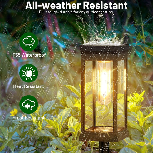 2-Pack BesLowe Solar Pathway Lights Outdoor, Large LED Solar Light Outdoor Waterproof, Super Bright Outside Lights