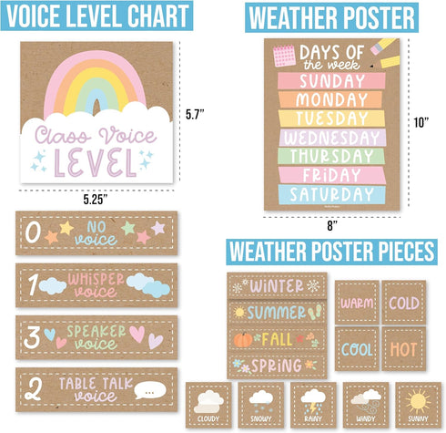 Rustic Classroom Calendar Set Bulletin Board, Teacher Calendar for Elementary Preschool Classroom School Calendar