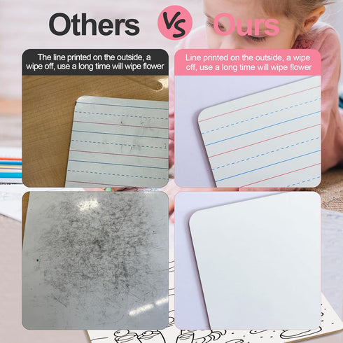 Set of 24 Dry Erase Boards for Kids, Double Sided Mini Whiteboards with Lines for Classroom Use, 9"x12"
