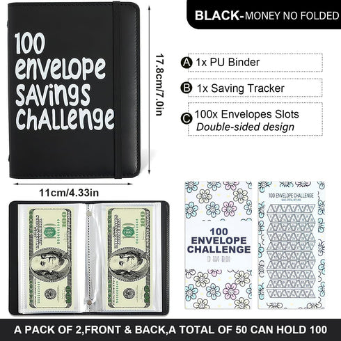 APMFHO 100 $10,000 $5,050, Days Money Saving Challenge Coin Envelope Budgetstorage Book, Money Saving Binder, Easy