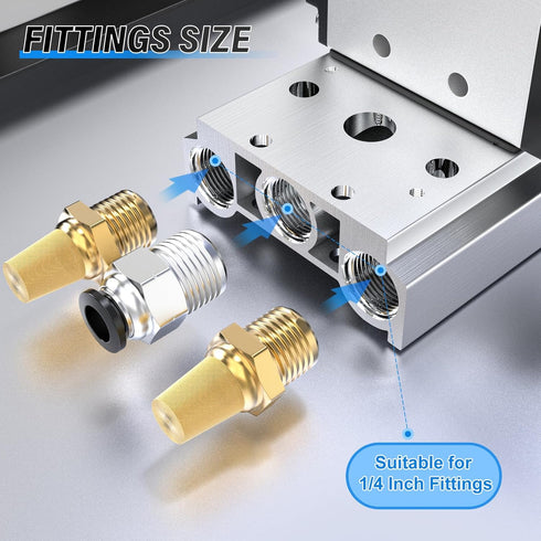 TAILONZ PNEUMATIC 4V210-08 2-Position Manifold Solenoid Valve Base 1/4 Inch with Accessories