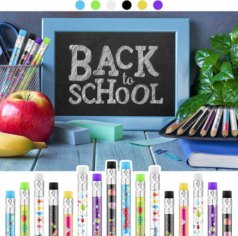 Woanger 72 Pcs Welcome Back to School Pencils, Fun Kindergarten Mini Pencils with Erasers for Kids