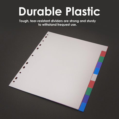 BAZIC Binder Dividers with 10 Color Tabs, 8.5" x 11", Plastic Index Divider with Tab for 3 Ring Binders, 10/Pack