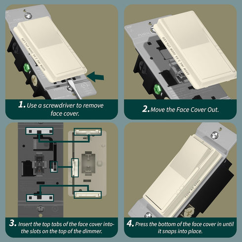 Dimmer Dimmer Dimming, Pole/3-Way, 120VAC, 60Hz, 300W TOPGREENER Kalide Light Switch, LED Switch, Full Range Single