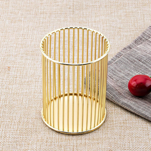 Gold Desk Pen Holder, Metal Makeup Brushes Cup for Preppy Room Decor, Aesthetic Gift Accessories Organizer