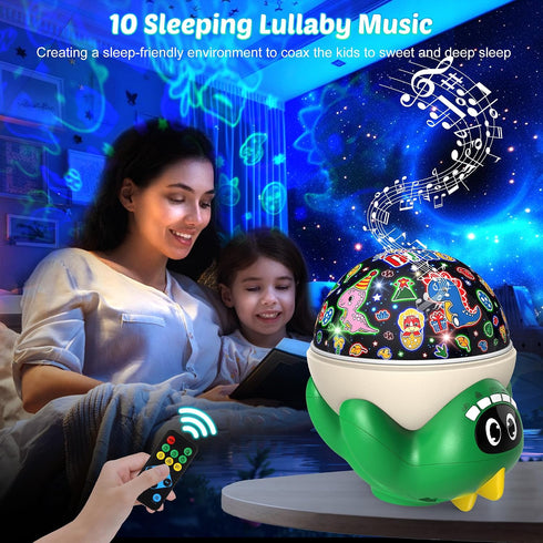 17 Dinosaur Night Light Projector for Kids Green Dino Toys for Boys, Star Night Lights with Music and Timer, Mode Color