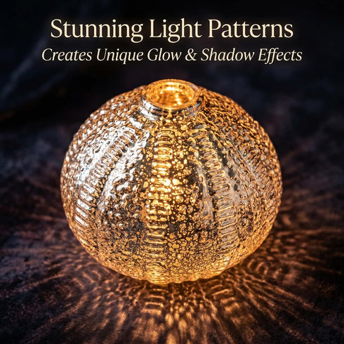 Dimmable DUSVALLY Sea Urchin Table Lamp, Battery Operated LED Table Lamp, Cordless Warm White Glass Accent Lamp