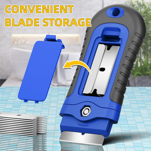 DIYSELF Razor Blade Scraper, Glass Scraper with Extra Blades for Kitchen Cleaning and Precision