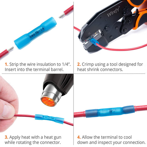 Wirefy 150 Wire Connectors - Heat Shrink Butt Connectors for Wiring, Electric Marine Grade Connector Kit