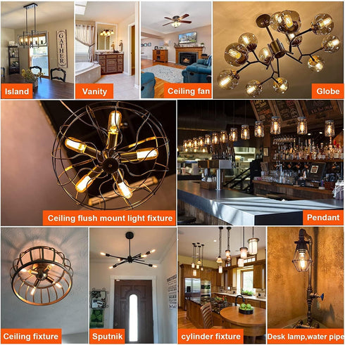 LED Tubular Bulb 4W, E26 Clear Edison Bulb, 40W Equivalent, 400 Lumens, 2700K Warm White, 6 Pack