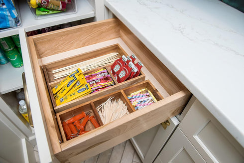 Lipper International 1123 Acacia Organizer Tray for Office Supplies or Household Items - 3 Compartments, 11 5/8” x 4” x
