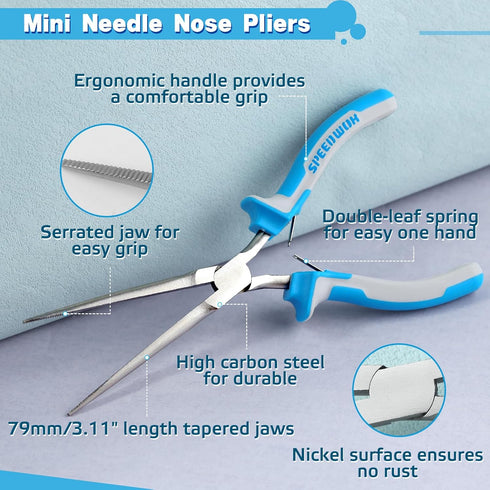 SPEEDWOX Mini Extra Long Needle Nose Pliers for Jewelry Making, Fishing, and Hand Tools
