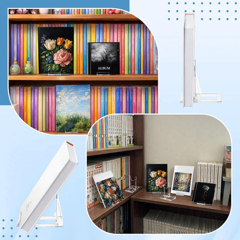 Hushee 5 Pack Album Acrylic Book Stand for Display Adjustable Clear Book Display Holder Easel Rack Stand for Home