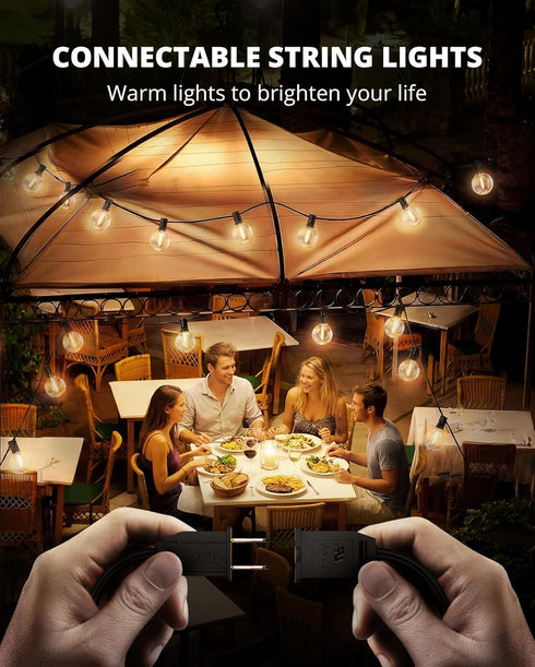 30FT 13 G40 Bulbs 2700K Dimmable VIPAR Outdoor String Lights, Patio Lights Outdoor Waterproof, Shatterproof Connectable