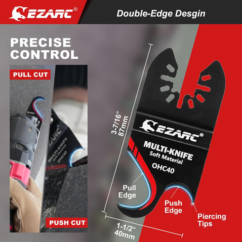 EZARC 3PCS Oscillating Multi Tool Hook Knife Blade, Multitool Saw Blades for Cutting Soft Materials