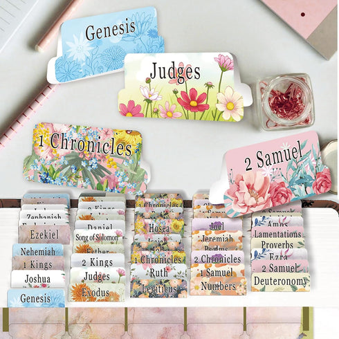 GZCQLKOR Tabs,75 Bible Tabs, Floral Theme Tabs for Women and Men Study Bible Index Tabs, Bible Journaling Supplies