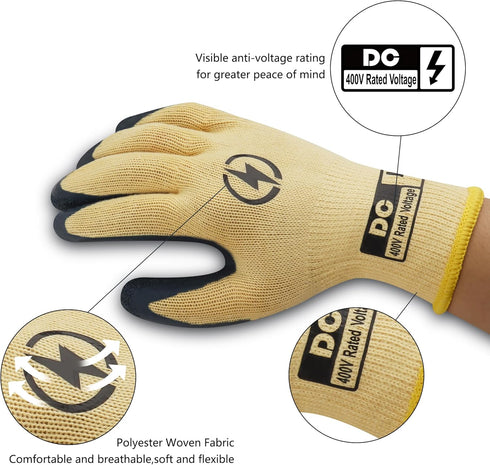 Insulated Electrician Gloves, 400V High Voltage Resistant, Flame Retardant Work Gloves for Electricians