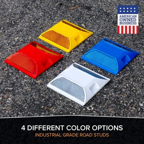 Pack 10 4 4 inch Road Reflectors of | by Street Pavement & Asphalt Stud Markers | Great Reflecting for Speed Bumps