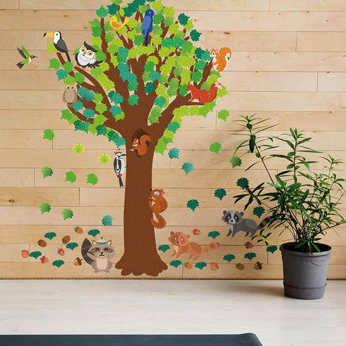 Zonon 163 Pcs Spring Classroom Tree Bulletin Board Decor, DIY Whimsy Tree Cutouts for Kid School