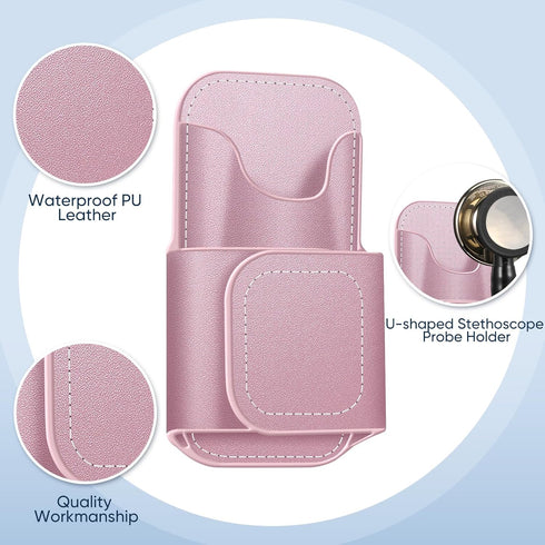 SKYREH 3M Stethoscope Holder Clip, PU Leather Stethoscope Hip Holder Lightweight Portable Holster for Physicians