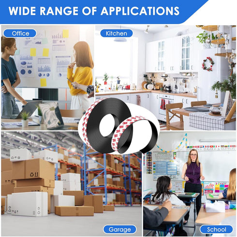 Strong Adhesive Magnetic Tape Strip Roll, 0.78" x 32ft, Cuttable Sheets for DIY Art Projects & Fridge Organization
